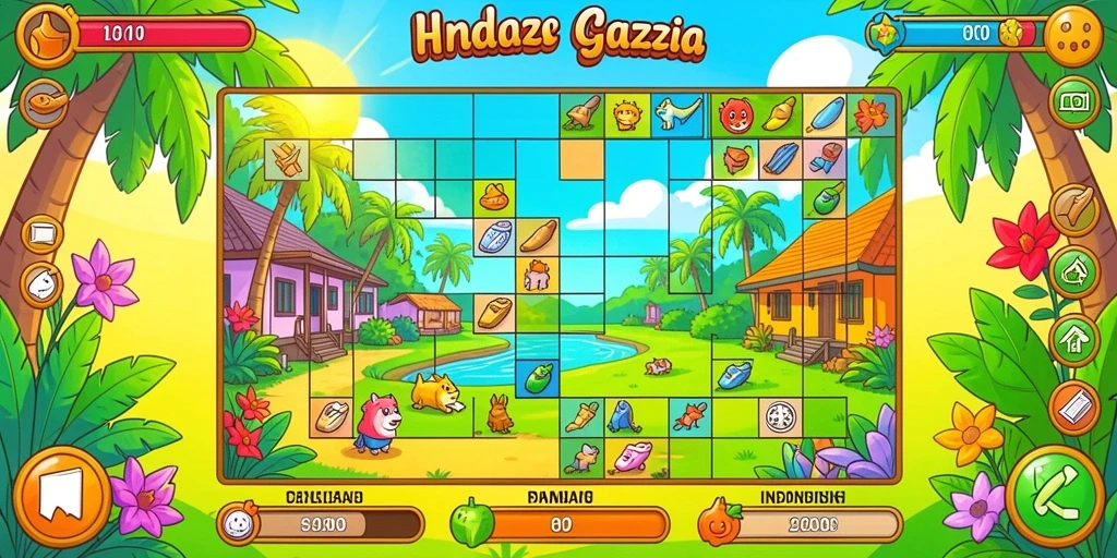 Tampilan awal game yang menarik dan penuh warna.